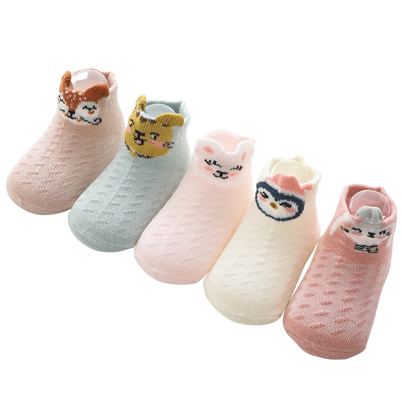 

5 Pairs/lot 2021 Summer Mesh Thin Children's Socks Cute Cartoon Cotton Newborn Socks Toddler Baby Socks Breathable Boat Socks