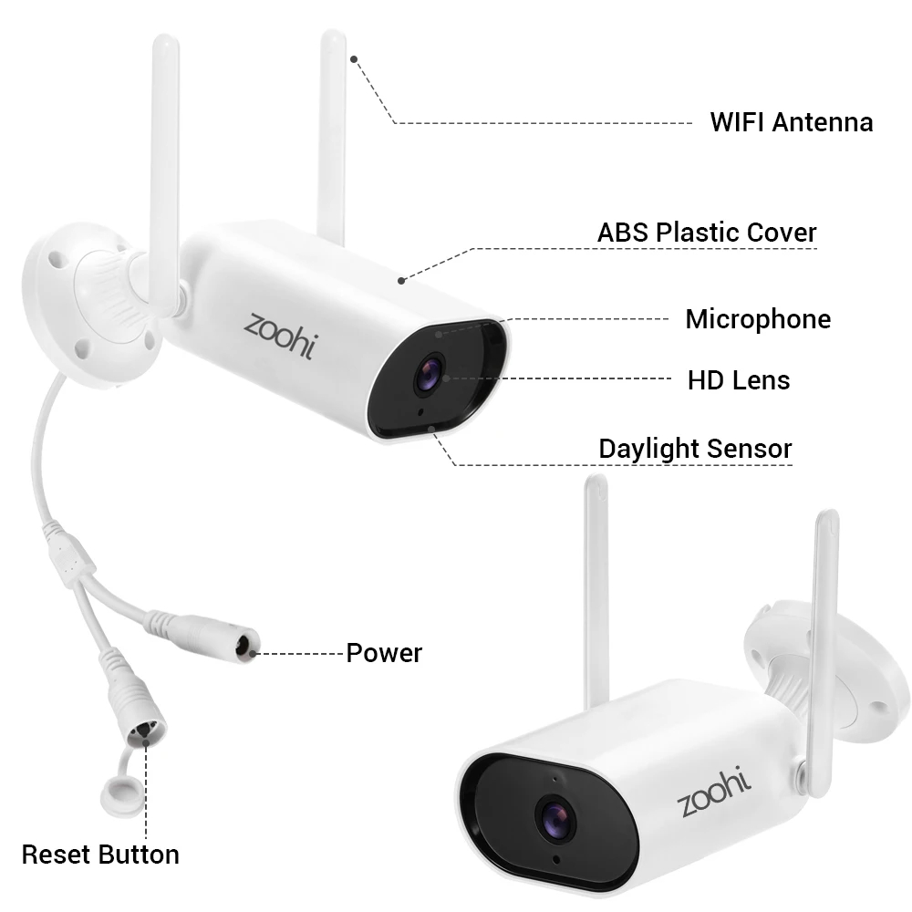 Zoohi 5MP Wireless Camera Set Wifi Mini NVR 1920P Surveillance Video System Sound Record Home Outdoor Security Camera System