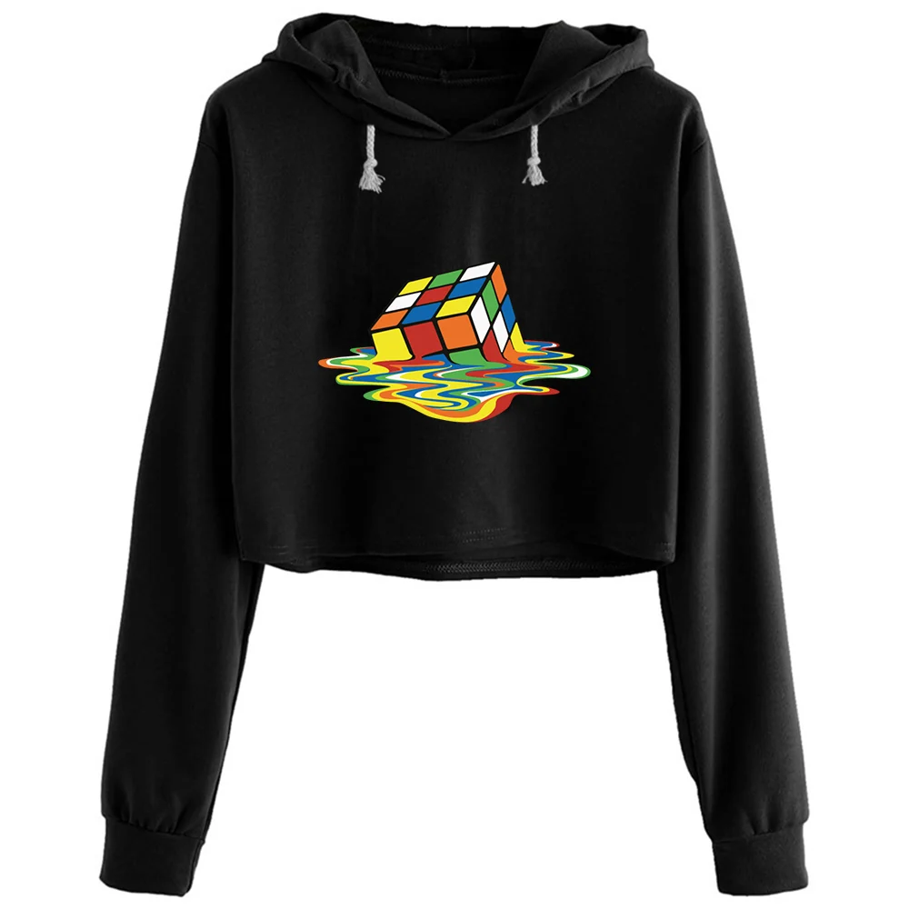 

Meltingcube Crop Hoodies Women Emo Aesthetic Kpop Korean Pullover For Girls