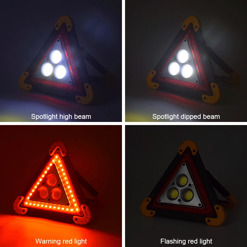4 Modes Rechargeable Led Emergency Light Warning Hazard Trilight Triangle for Vehicle Breakdown Car Safety Kits Accessories | Автомобили и