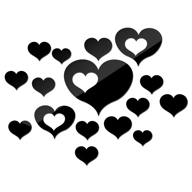 3D Mirror Wall Sticker Heart Shaped Mirror Wall Stickers Removable DIY Wall Poster Decor For Home Living Room