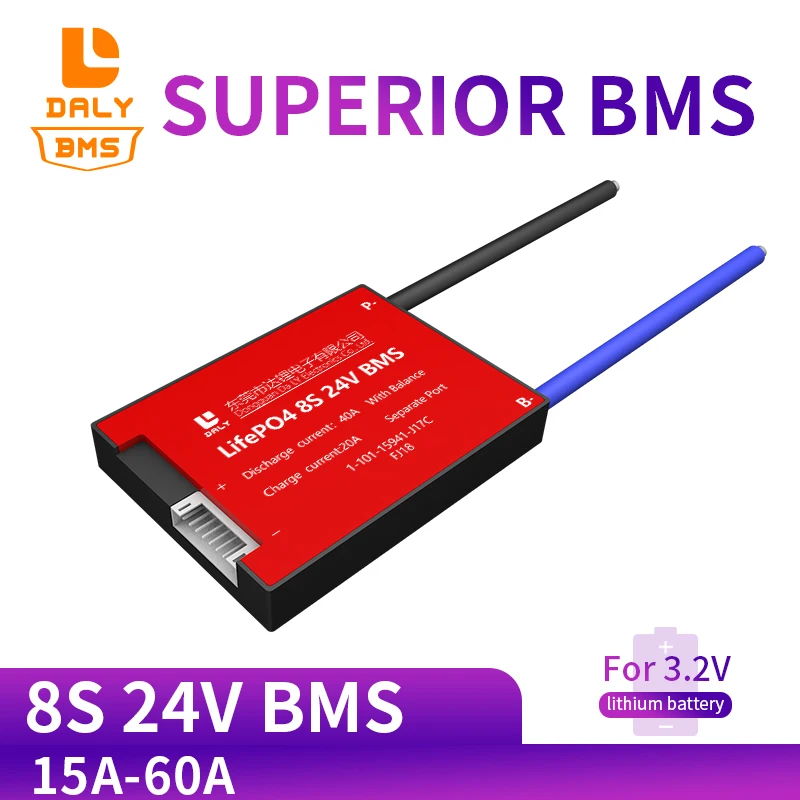 

Daly waterproof 8s 24v 29.6v 15A 20A 30A 40A 50A 60A BMS lithium lipo lifepo4 bms for electric scooter use for lithium battery