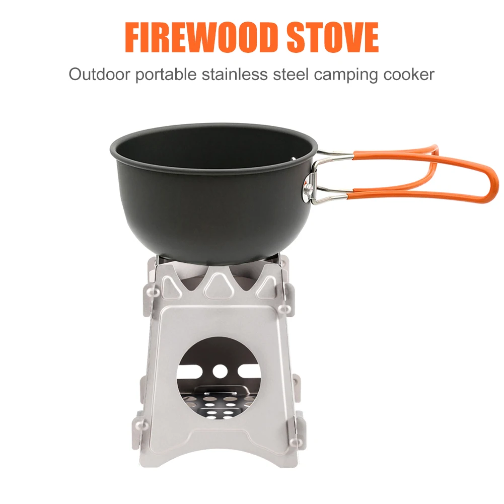 

Portable Stainless Steel Wood Stove Practical Durable Multi-functional Outdoor Camp Picnic Foldable Burning Cooker
