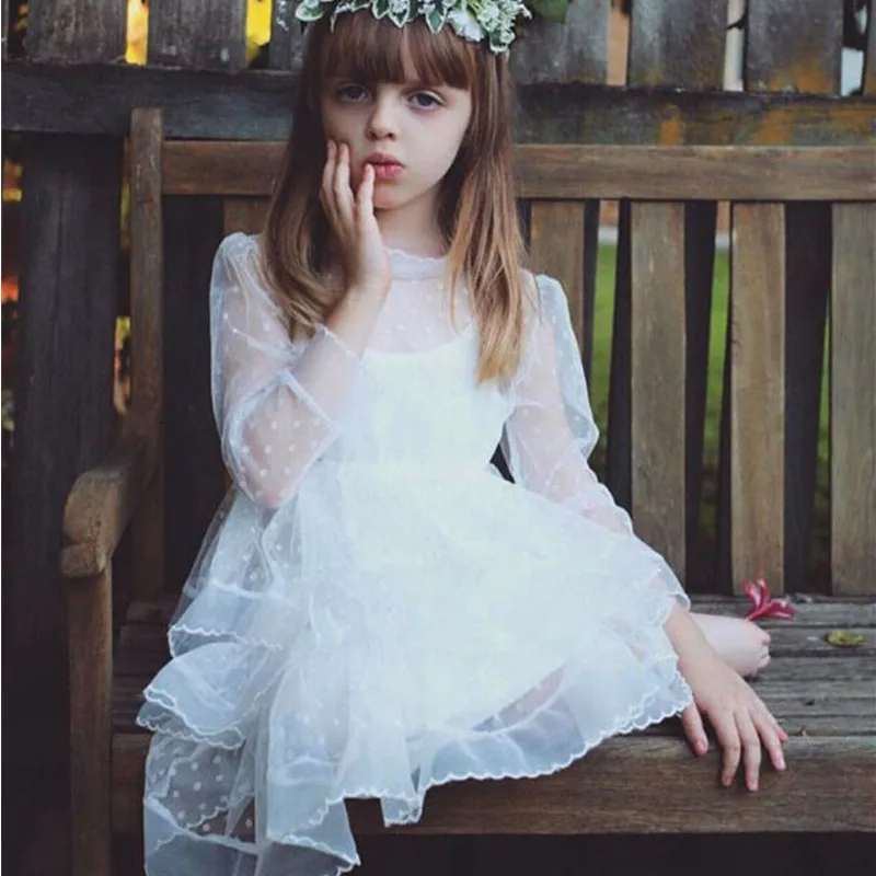 Женское милое белое кружевное платье для девочек новогодние костюмы платья