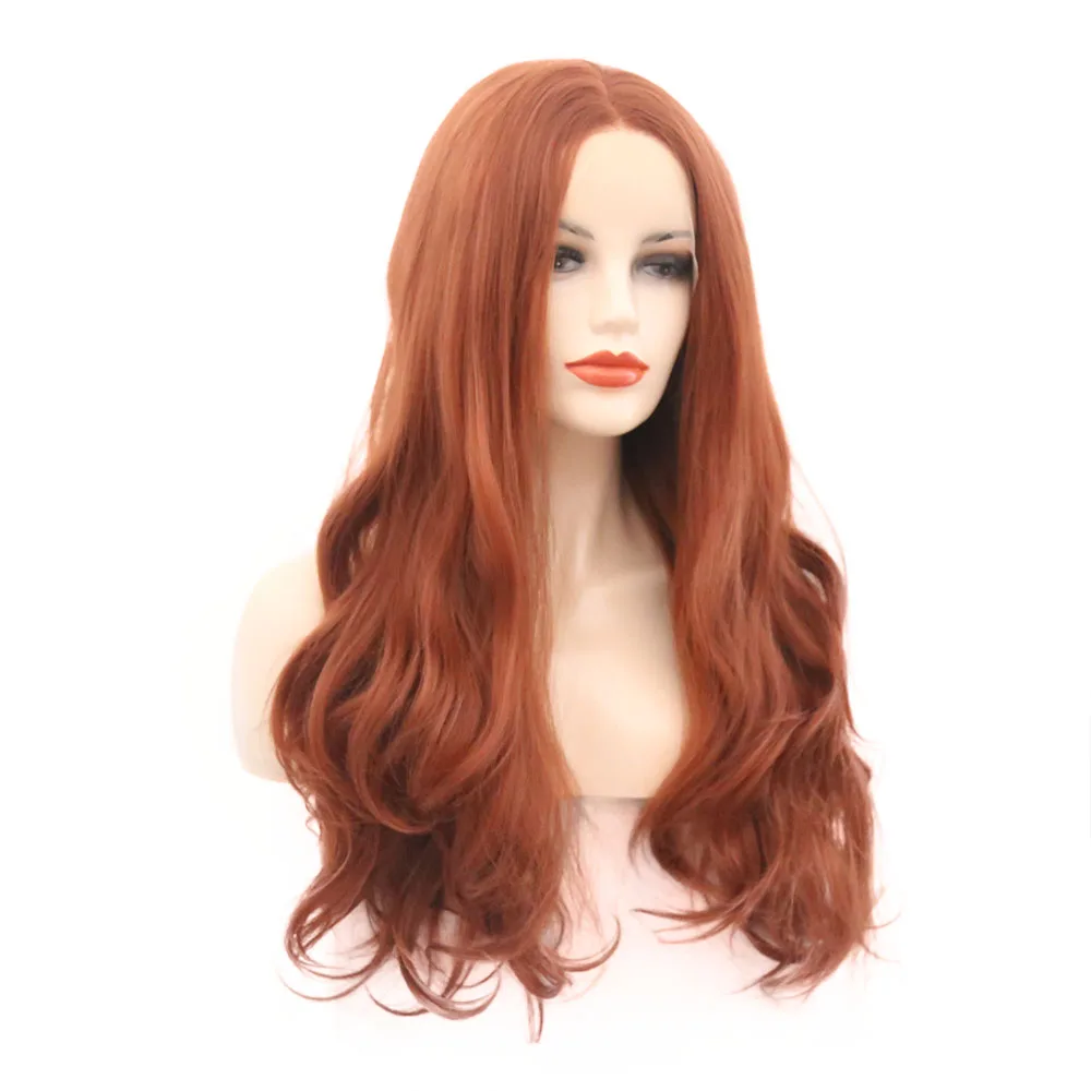AIMEYA Brown Long Body Wave Synthetic Lace Front Wig for Women Heat Resistant Fiber Hair Natural Wigs Middle Part | Шиньоны и парики