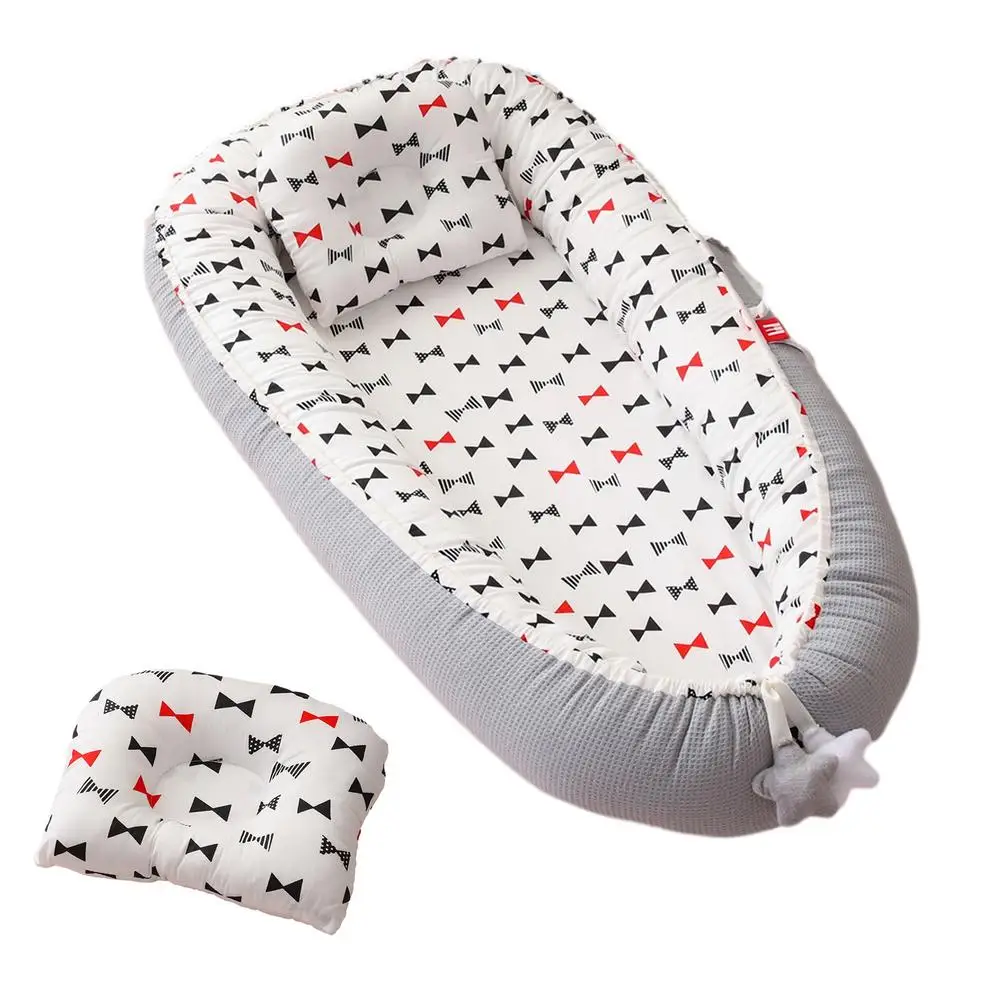 

Breathable Baby Lounger Adjustable Portable Cotton Baby Nest With Small Pillow Perfect For Newborn Shower Gift Essentials