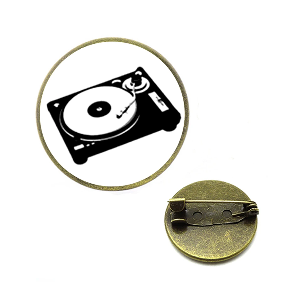 Винтаж виниловых пластинок граммофон Броши Стекло кабошон броши на булавке для