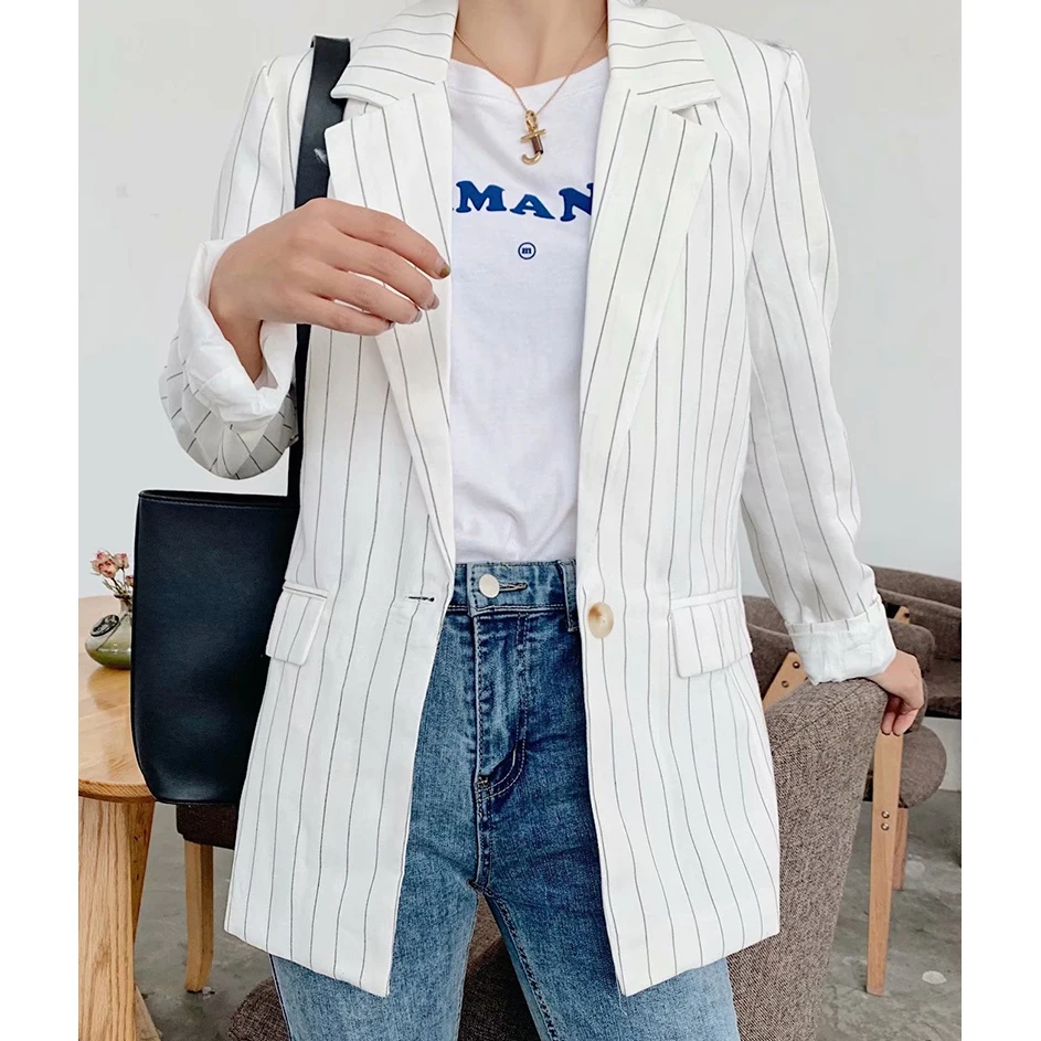 Винтажные женские полосатые куртки костюмы для офисных дам модные пальто с