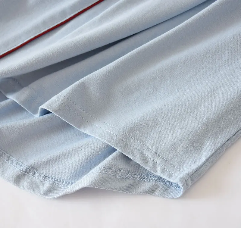 Хлопковая трикотажная ночная рубашка женская с длинным рукавом Весна-лето-осень