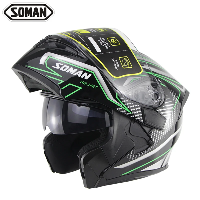 Soman 955, двойные линзы, мотоциклетные шлемы, модель K5, флип-ап, мотоциклетные емкости, полное лицо, Moto Casco DOT, одобрено