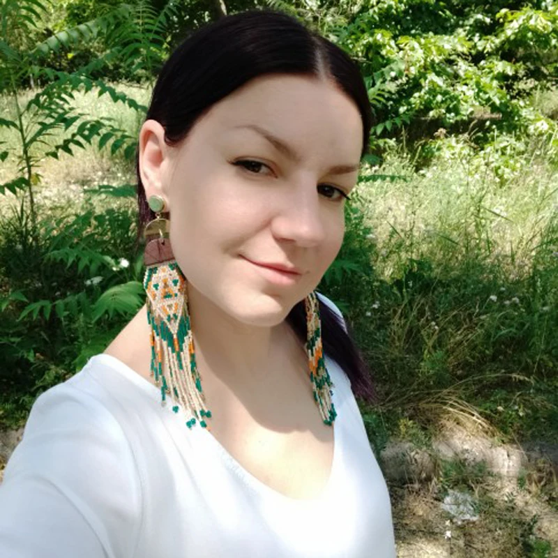Girlgo ZA серьги ручной работы с красными бусинами и кисточками для женщин этнические массивные серьги с бахромой Очаровательные Подвески Свадебные ювелирные изделия