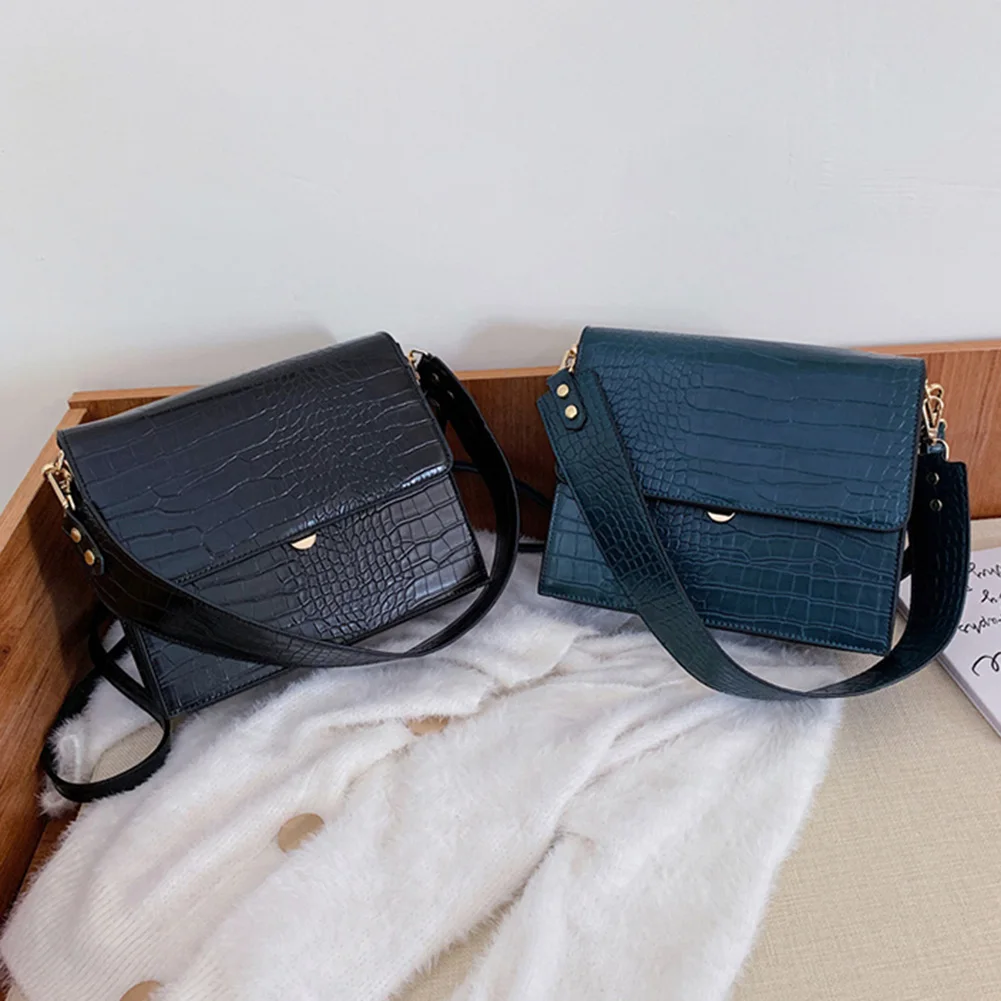 

Винтажные женские Сумки из искусственной кожи с тиснением под аллигатора, однотонная сумка через плечо с цепочкой для покупок на открытом в...