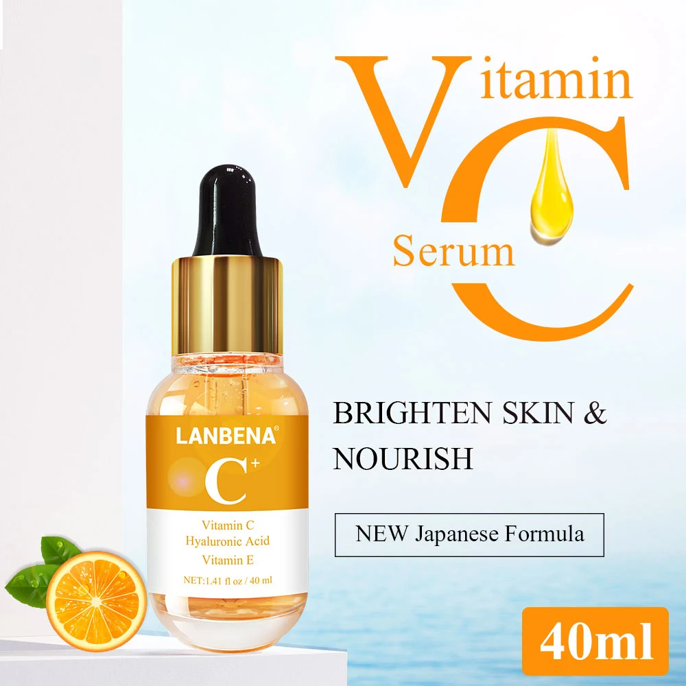 

LANBENA VC Whitening Serum Essential Oils Facial Essence Remover Speckle Fade Dark Spots Brighten Nourishing Skin Care 40ml