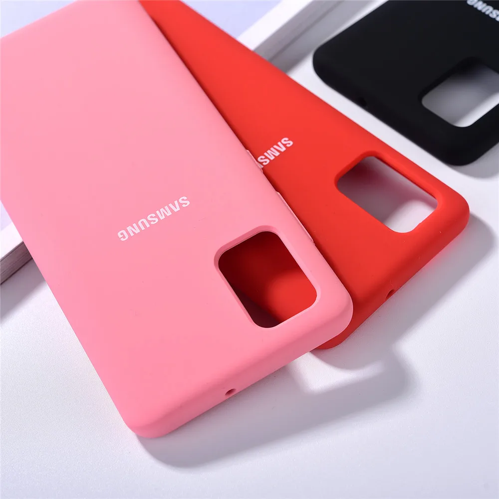 Оригинальный чехол для Samsung A51 5G из жидкого силикона мягкий на ощупь защитный с