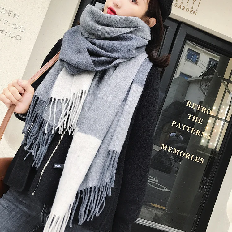 Apparel Accessories, Scarves and Wraps, Autumn and winter British plaid fringed wool scarf, warm shawl neck