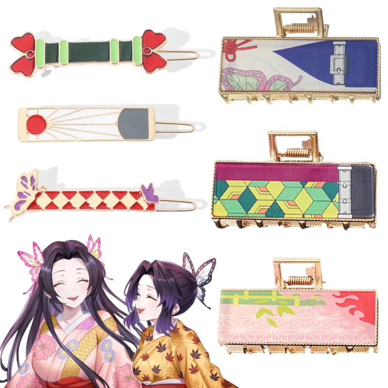 

Геометрические заколки для волос Kimetsu No Yaiba для женщин и девушек, заколки для волос для рассекания демонов, шпильки для волос, аксессуары для ...