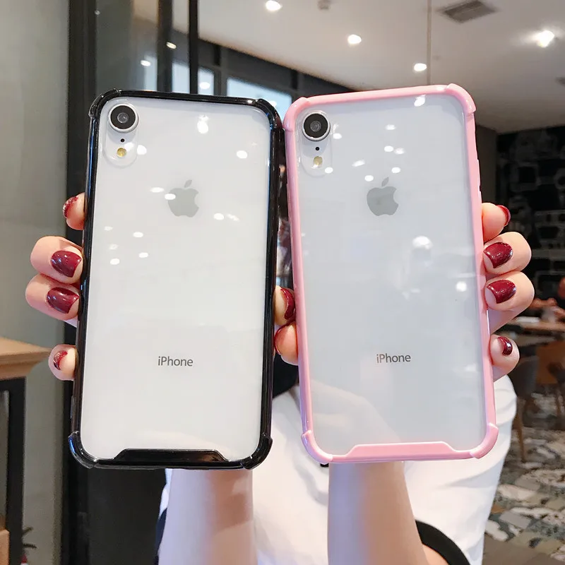 Clear Anti-scratch Acrylic Hard Back Cover Phone Case For iPhone 11 11pro max TPU Frame shockproof for iphone 6 7plus X Xs XR | Мобильные