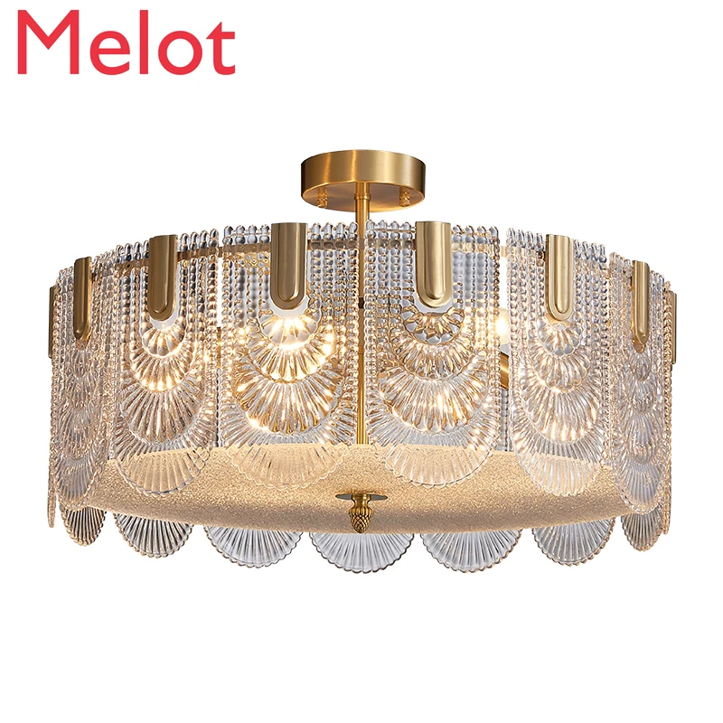 

Post Modern Light Luxury Ceiling Lamp Living Room Dining Room Bedroom American Round Simple Fashion Creative Glass Study Lamp