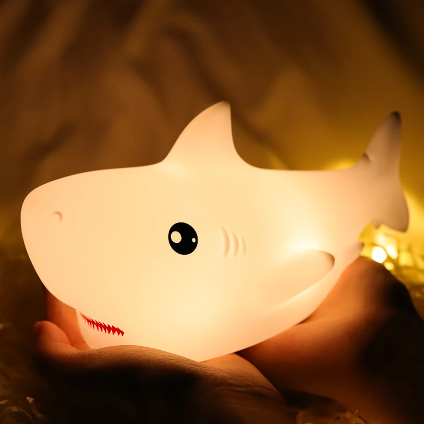 

Shark LED Silicone Night Light Touch Sensor 7 Colors USB Bedroom Bedside Table Lamp Decoration Lighting Children's Holiday Gift
