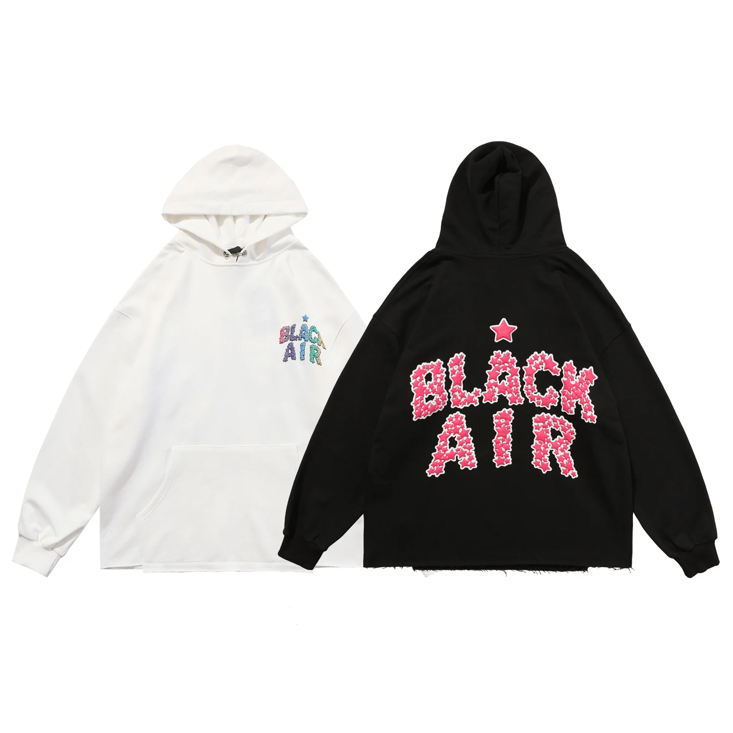 

Autumn and winter creative cartoon clouds foam print street loose men and women with the same hoodie