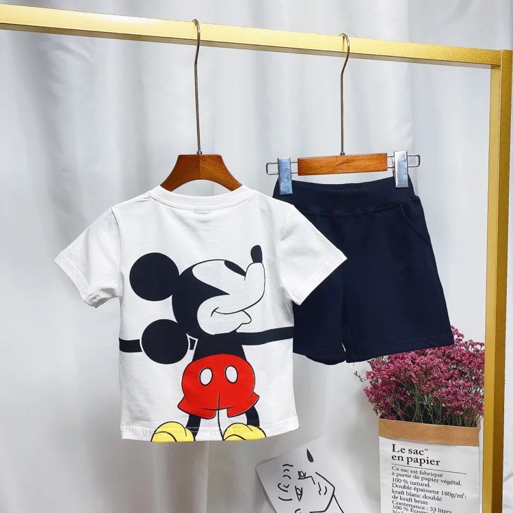 Новинка летняя детская одежда с Микки Маусом для мальчиков и девочек