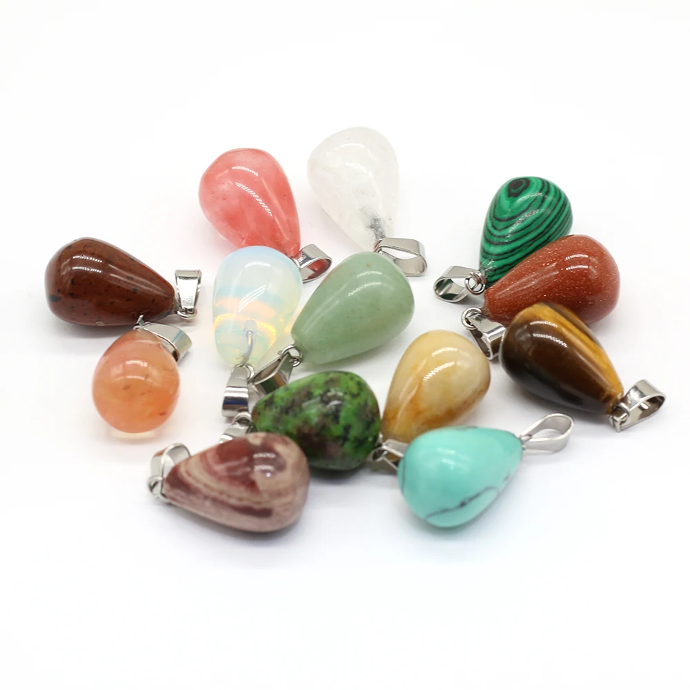 

Wholesale Natural Stone Pendants Water Drop Tiger Eye Malachite Charms for Necklace Earring Jewelry Making Diy Women Gifts