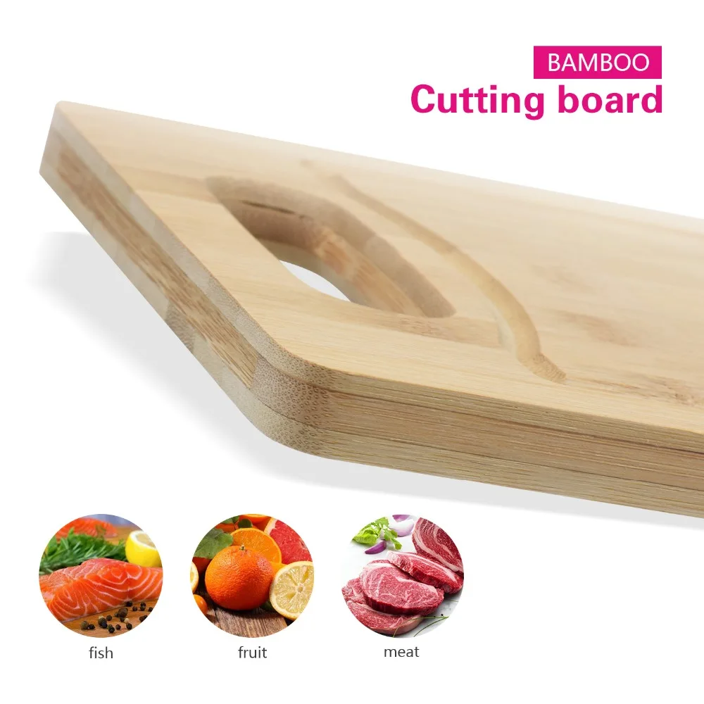 FISSMAN Rectangle Bamboo Cutting Board with Polish Handle Eco-friendly Chopping Block | Дом и сад