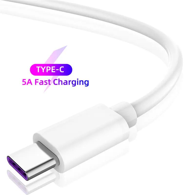 Кабель usb-c 5 А из чистой меди с функцией быстрой зарядки ПВХ для Huawei P20 P30 Samsung S10 S9