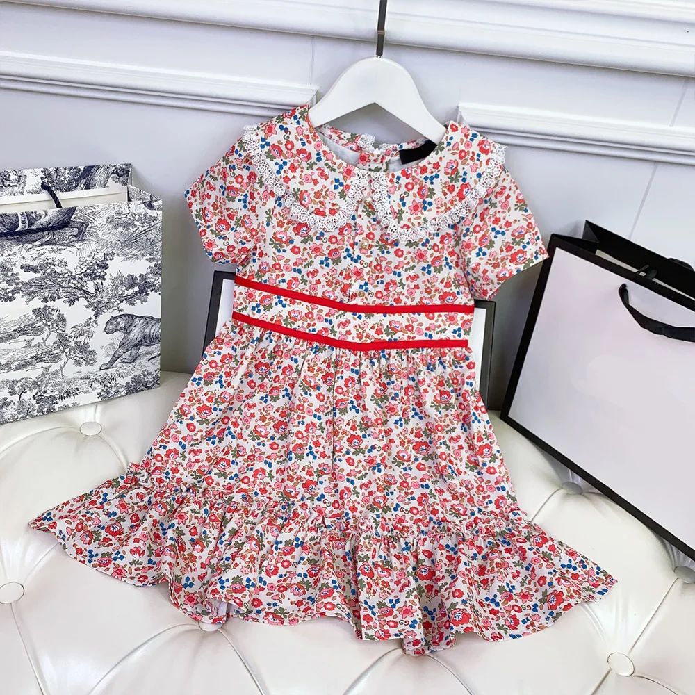 

Girls' dress 2021 summer new little girl baby children's Princess Floral Dress