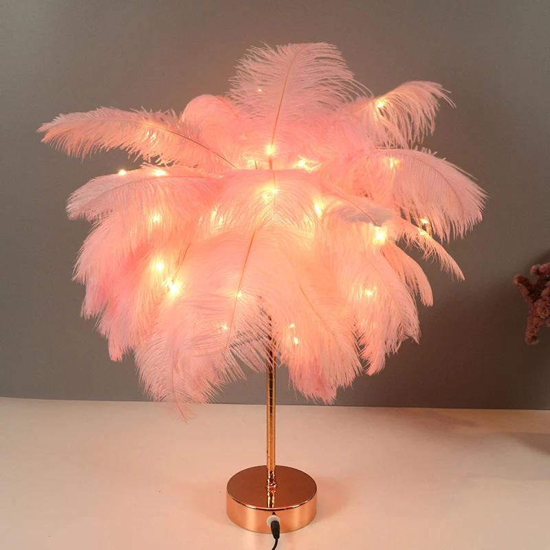 40 шт. перьевые настольные лампы для спальни Feahter прикроватная лампа USB Led