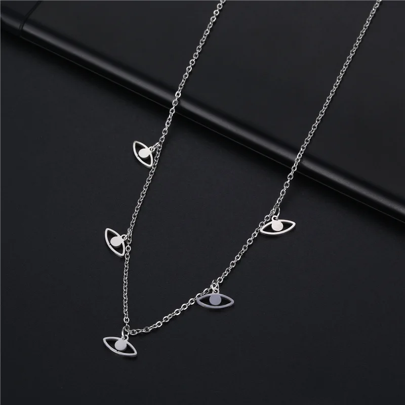 

Stainless Steel Evil Eyes Necklace For Women Monolithic Tassel Clavicle Chain Necklace Choker Jewelry Christmas Gift