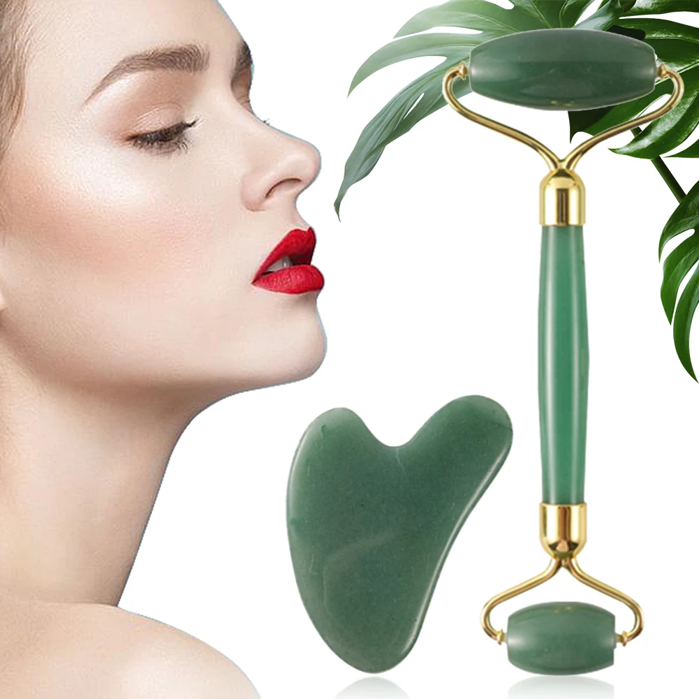 

Jade Roller Facial Massage Beauty Instrument Set Gua Sha Massager To Reduce Loose Wrinkles In The Neck And Neck Muscles