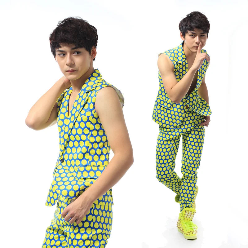 Новый праздничный наряд для мужчин сценический костюм топы/брюки одежда певицы