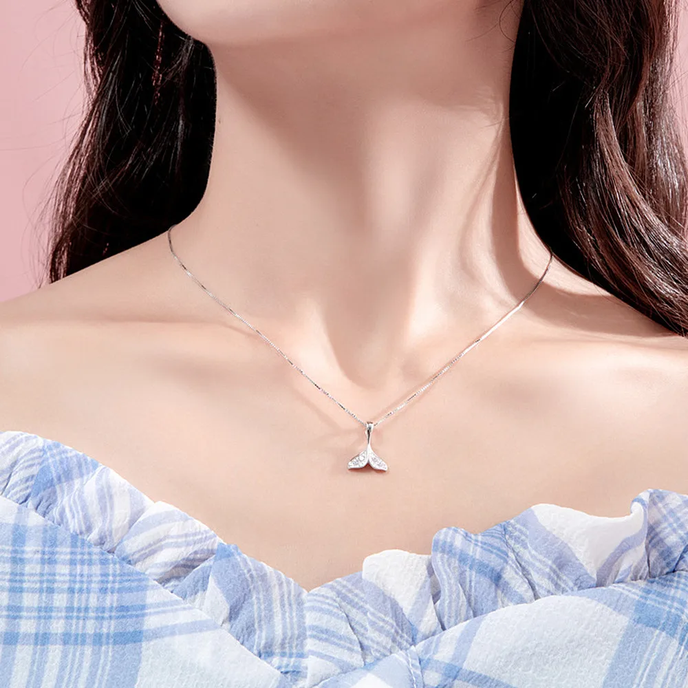 

2021 New Style Alloy Zircon Fish Tail Necklace For Women Fashion jewellery Silver Plating Color Party Birthday Present For Her
