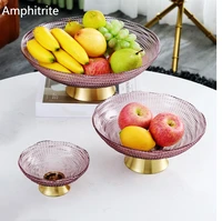 nordic clear crystal plate fruit dish metal tray domestic kitchen vegetable salad wedding decoration plate dinner tableware