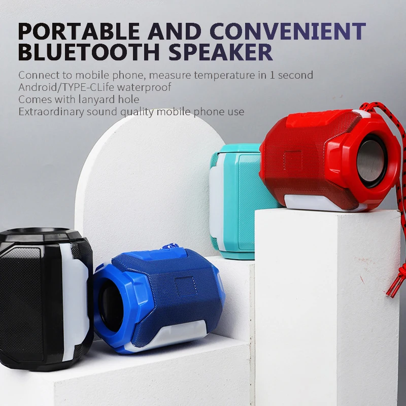 

Умный Bluetooth-динамик, Портативная колонка с цветным светом, Bluetooth-динамик, заряжаемый музыкальный сабвуфер, стерео, 400 мАч, работает от 3 до 4 ча...