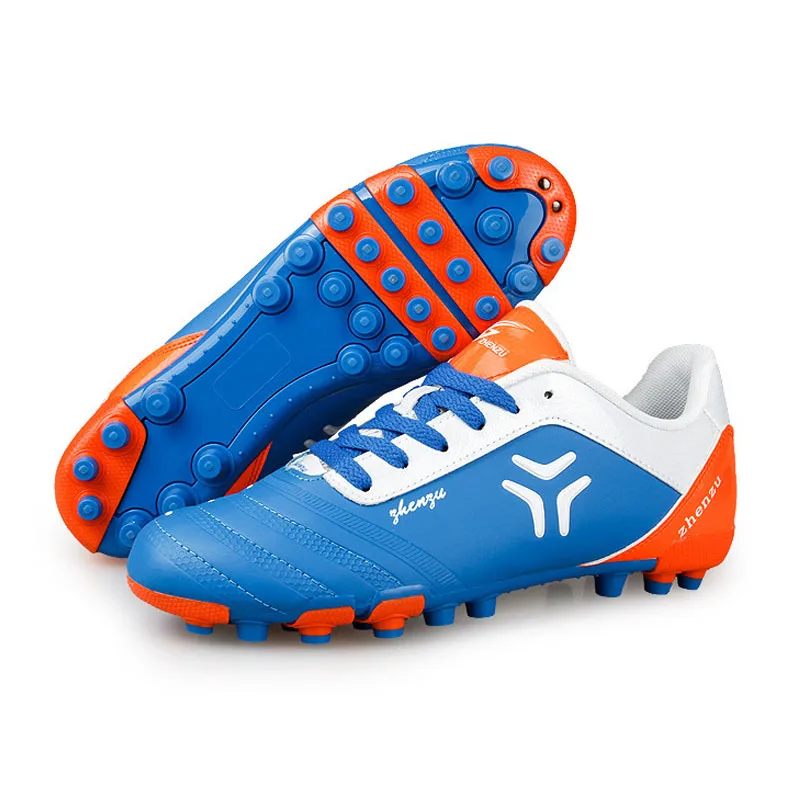 blue fg sole Профессиональная Обувь для футбола, Мужская футбольная обувь, детские туфли для мальчиков, домашняя обувь для футзала, оригинальные футбольные бутсы - Цвет: blue fg sole
