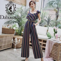 dabuwawa glamorous strap shoulder wide leg jumpsuit women elegant striped jumpsuits female sleeveless high waist do1bjp009
