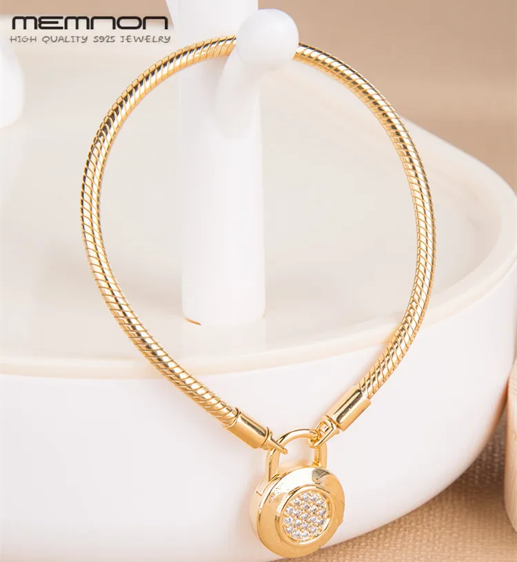 Серебряные гладкие блестящие золотые и розовые браслеты Memnon для женщин 925