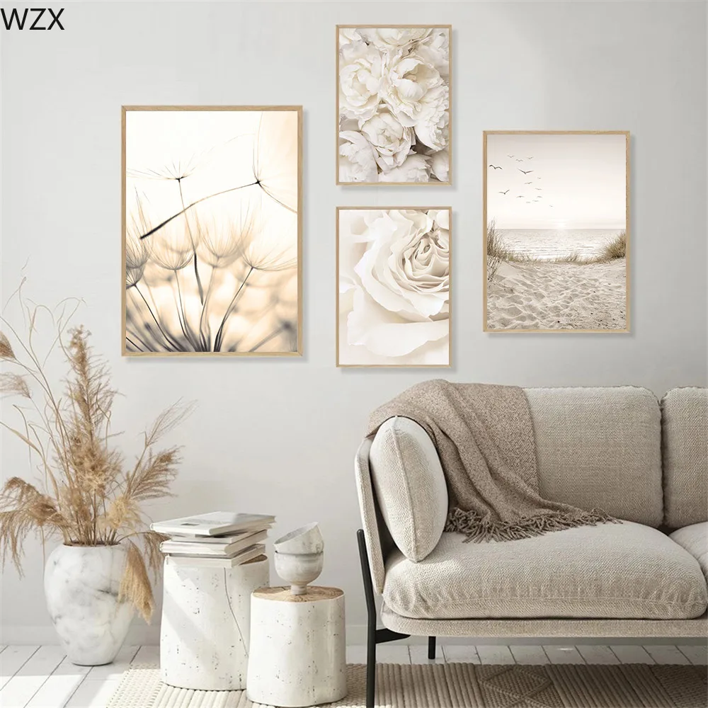 Одуванчик Пион цветок абстрактная Женская линия рисунок на холсте песчаные