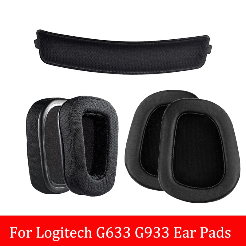 Headphone Earpads Covers for Logitech G633 G933 Headphone Cushion Pad Replacement Ear Pads Head Beam Sponge 1Pair Ear cotton2pcs