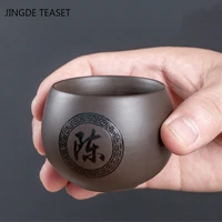 4 pcslot chinese purple clay teacup handmade tea bowl master cup personal single cup drinkware customized teaware accessories