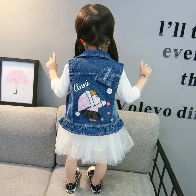 Джинсовый жилет для девочек куртка из денима 8 повседневная верхняя одежда на