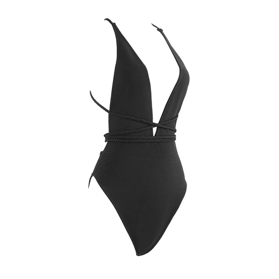 Сексуальное боди на шнуровке с глубоким V-образным вырезом женское летнее