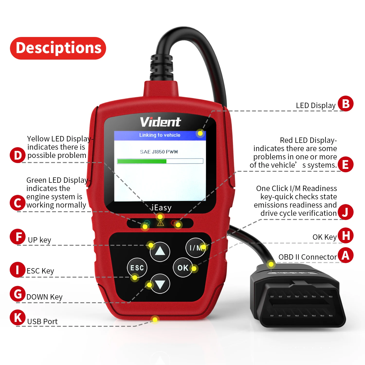 Автомобильный диагностический инструмент Vident iEasy300 сканер OBD2 универсальный