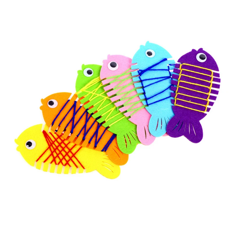 Juguete Montessori de fieltro para ni&ntilde;os peque&ntilde;os, tablero Manual de jard&iacute;n de vidrio, juguete educativo para ni&ntilde;os peque&ntilde;os, roscado de peces, mano de beb&eacute;, vida &uacute;til-0