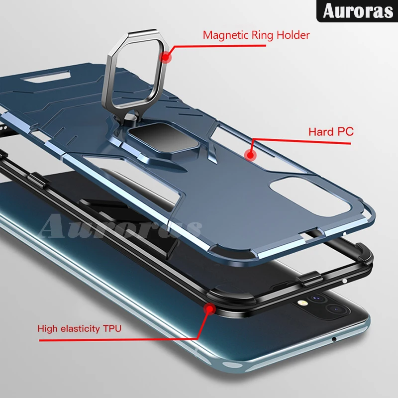 Ударопрочный армированный чехол Auroras для Samsung Galaxy A71 Магнитный с кольцом на палец