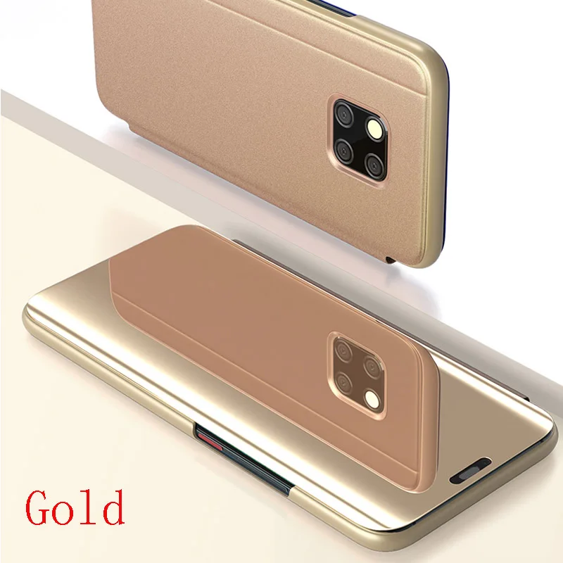 Gold Умный зеркальный флип-чехол для huawei P20 P30 P10 Lite Pro Y9 Y7 Y5 Y6 P Smart mate 30 20 Pro для Honor V20 10 Lite 8X 9X чехол - Цвет: Gold