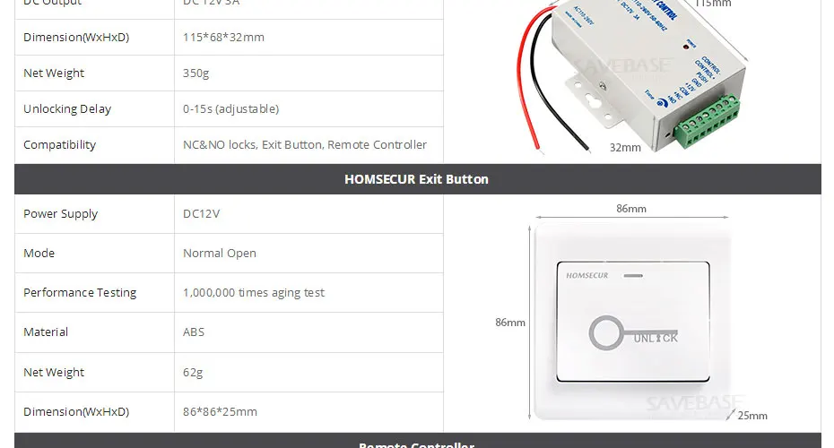 HOMSECUR DIY дверной замок система контроля доступа с помощью пульта дистанционного управления Лер кнопка выхода блок питания Электрический замок RFID карты