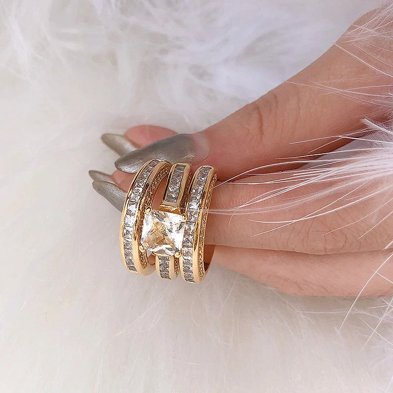 3 шт./комплект ювелирные кольца из золота 14 к с цирконом|Кольца| |